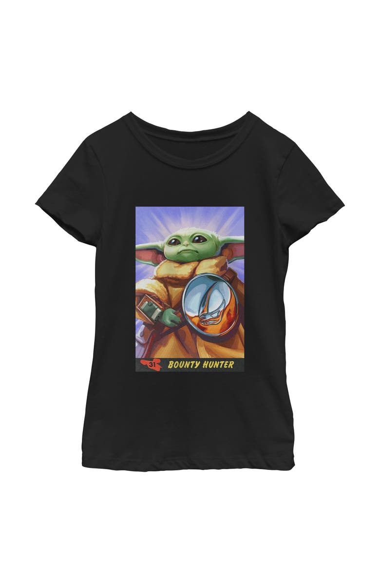 Star Wars: The Mandalorian and Grogu Girl's Star Wars The Mandalorian and Grogu The Child Bounty Hunter Comic Art  Graphic T-Shirt, Main, color, Black