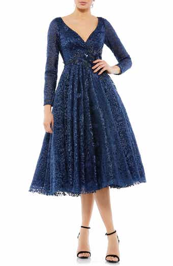 Mac Duggal Crystal Embroidery Long Sleeve Fit Flare Cocktail Dress Nordstrom
