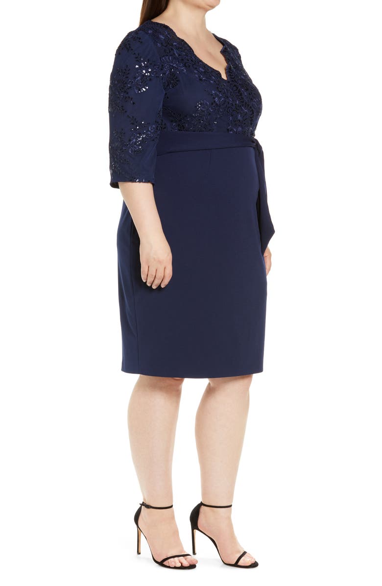 Alex Evenings Sequin Lace Bodice Cocktail Dress, Alternate, color, 