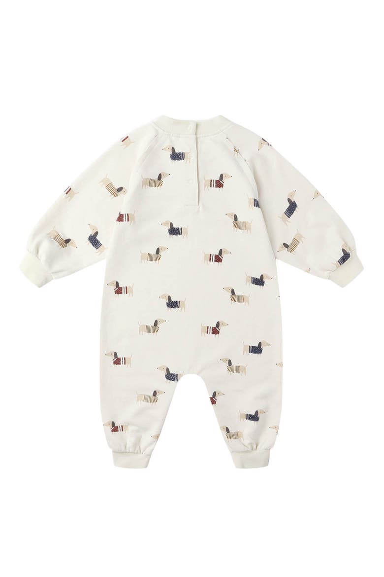 Dachsund Print French Terry Romper, Alternate, color, NATURAL