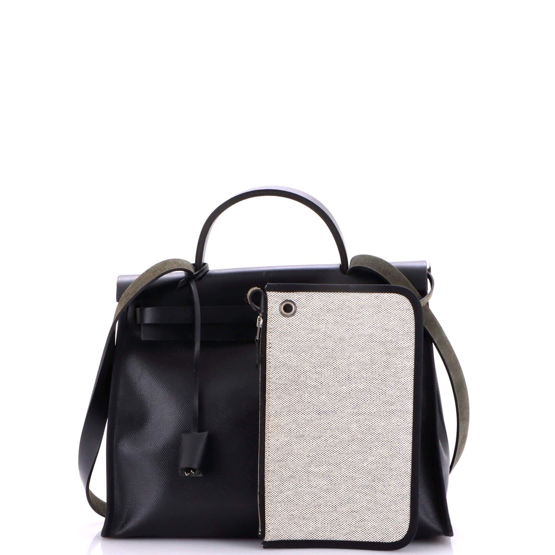 Pre-Owned Hermes Herbag Zip Berline Vache Canvas and Leather 31, Alternate, color, Noir