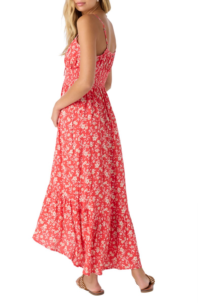 O'Neill Lettie Smocked Waist Midi Sundress, Alternate, color, 