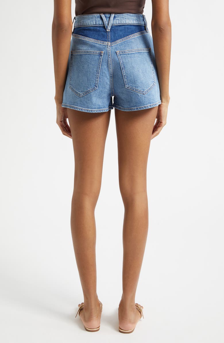 Veronica Beard Elijah Colorblock Denim Shorts, Alternate, color, Rebel Blue Colorblock