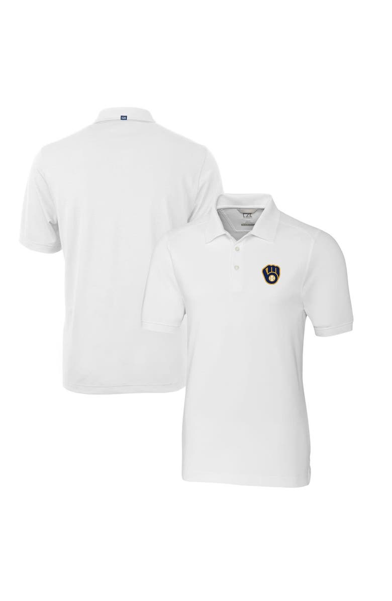 Cutter & Buck Men's Cutter & Buck  White Milwaukee Brewers Big & Tall Advantage Tri-Blend Pique Polo, Alternate, color, 