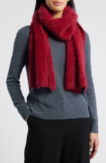 Nordstrom Brushed Cashmere Scarf In Red Rumba