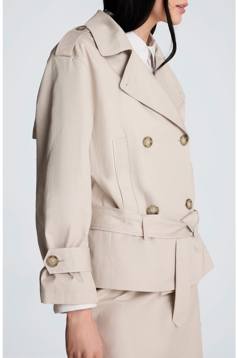 Double Breasted Short Trench Coat, Alternate, color, OXFORD STONE