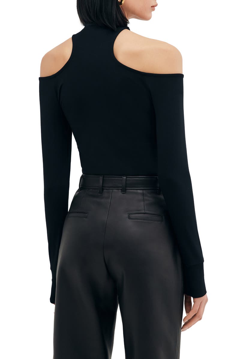 Two Lines by Marcella Cairo Cutout Mock Neck Top, Alternate, color, Black