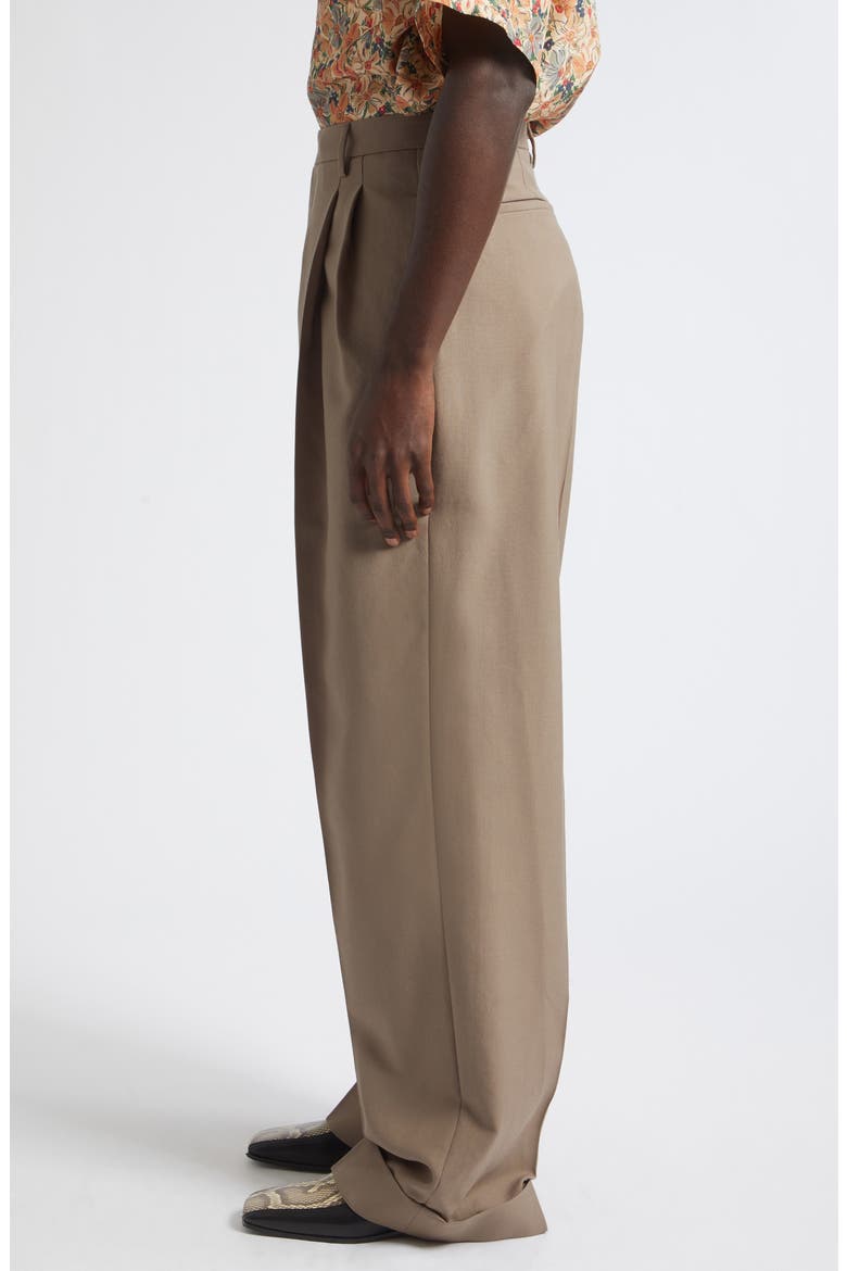 Pleated Virgin Wool Trousers, Alternate, color, LIGHT BROWN