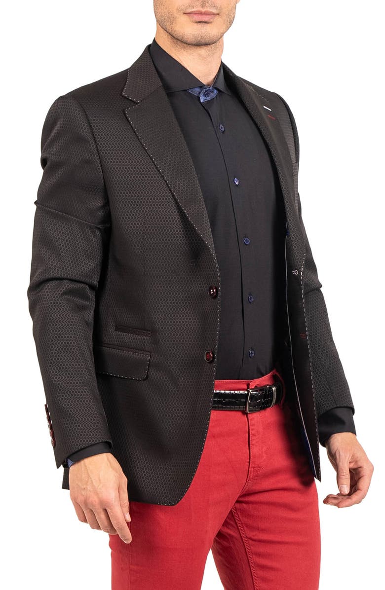 Maceoo Socrate Resistance20 Black Geo Pattern Viscose Blend Blazer, Alternate, color,