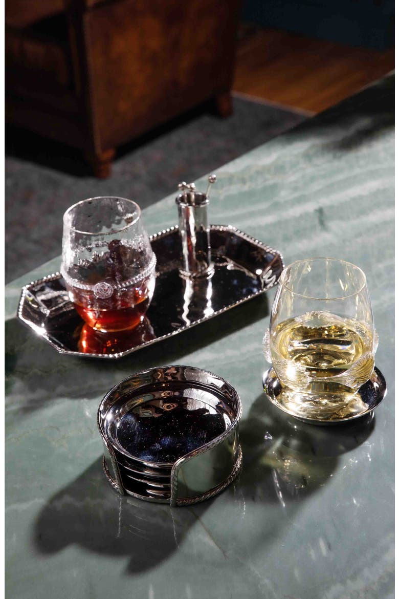 Graham Set of 4 Stainless Steel Coasters, Alternate, color, SILVER