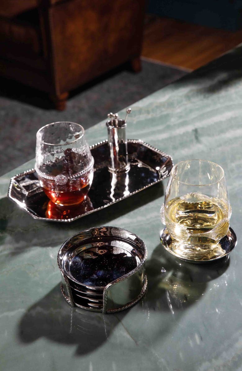 Juliska Graham Set of 4 Stainless Steel Coasters, Alternate, color, Silver