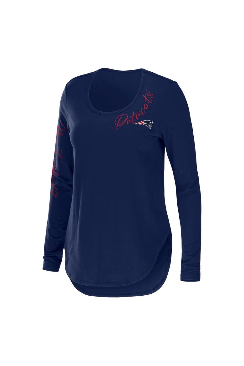 Women's WEAR by Erin Andrews Navy New England Patriots Team Scoop Neck T-Shirt, Alternate, color, Navy