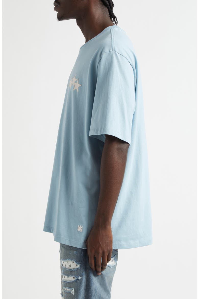 3-Star Appliqué Cotton T-Shirt, Alternate, color, OCEAN SKY