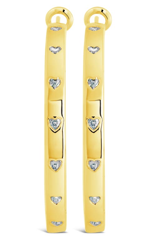 Sterling Forever Cubic Zirconia Heart Inside Out Hoop Earrings In Gold