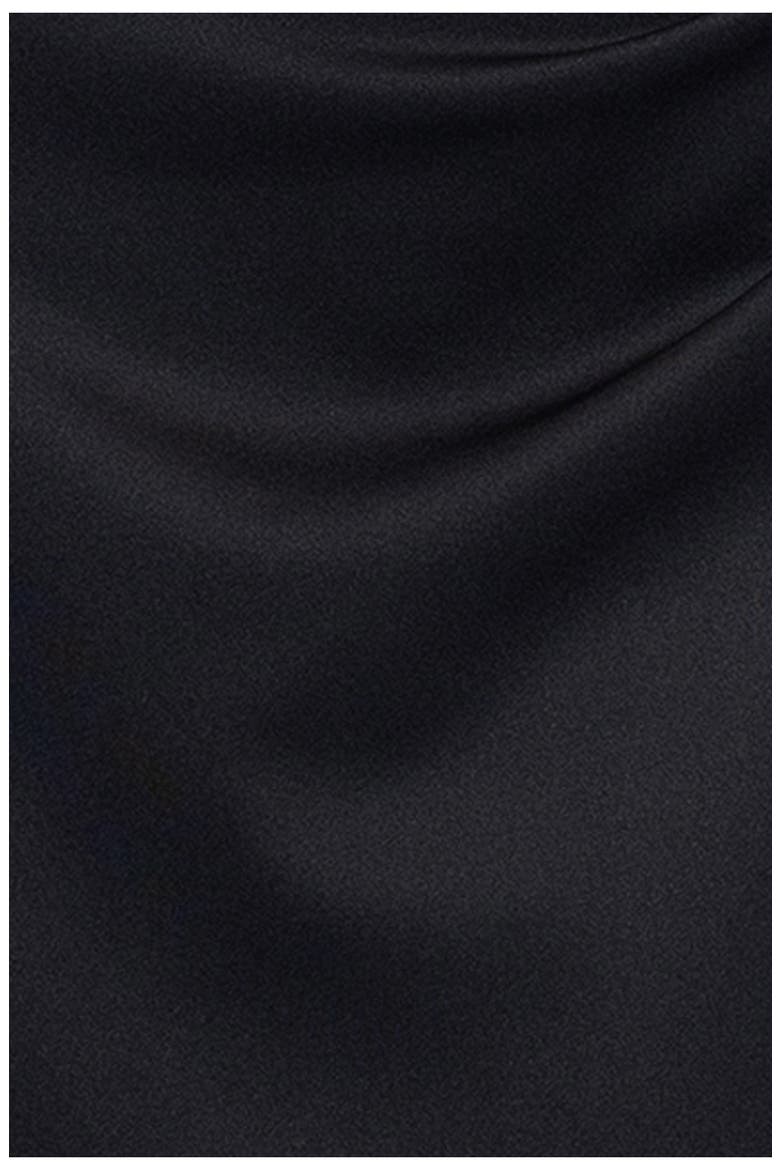 One-Shoulder Ruched Cocktail Midi Dress, Alternate, color, BLACK