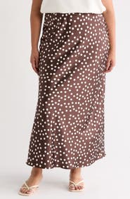 Renee C Polka Dot Satin Maxi Skirt