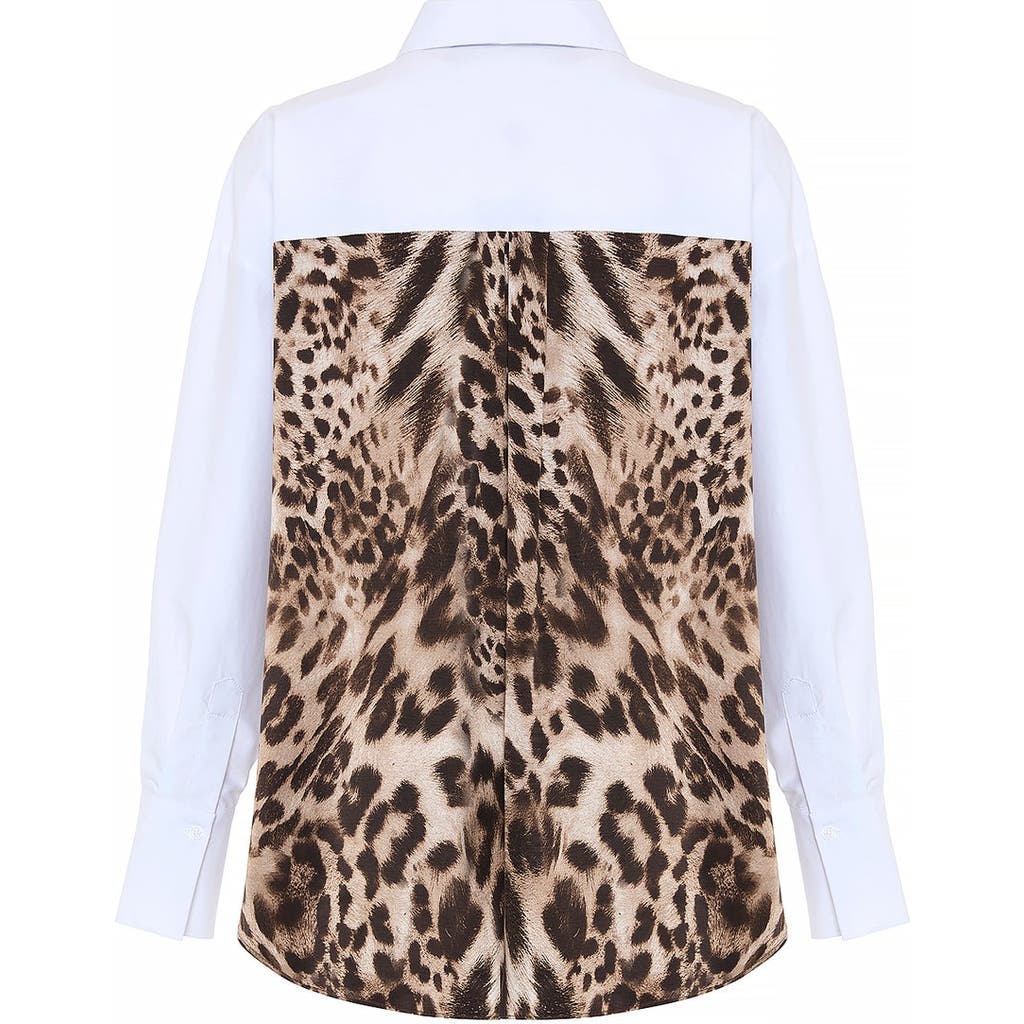 Theo The Label Echo Print Back Banker Shirt In Multi