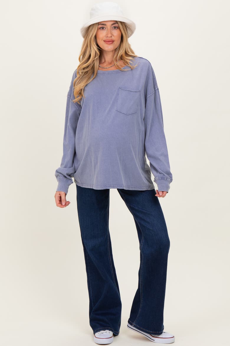 Dark Wash Maternity Flare Jeans, Main, color, Navy Blue