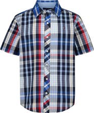 Tommy Hilfiger Kids' Plaid Short Sleeve Button-Up Shirt