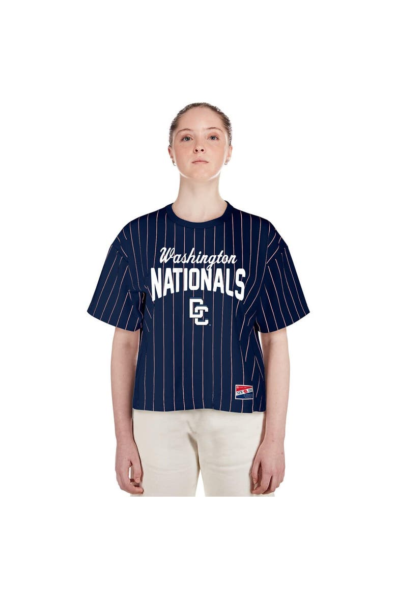 Women's New Era Navy Washington Nationals 2025 City Connect Pinstripe T-Shirt, Alternate, color, Navy