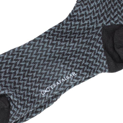 Trafalgar Benoit Herringbone Patterned Mid-calf Merino Wool Socks In Gray