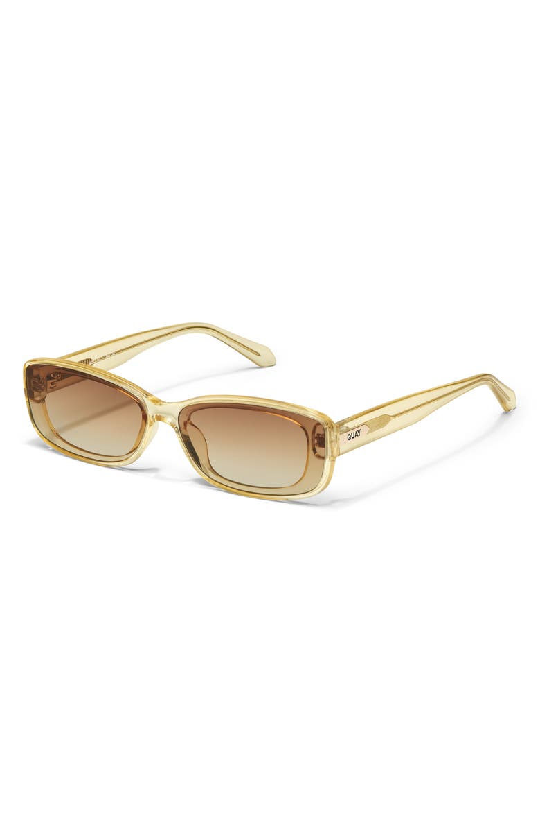 QUAY Vibe Check 35mm Gradient Small Square Sunglasses, Alternate, color, Daffodil/ Sepia