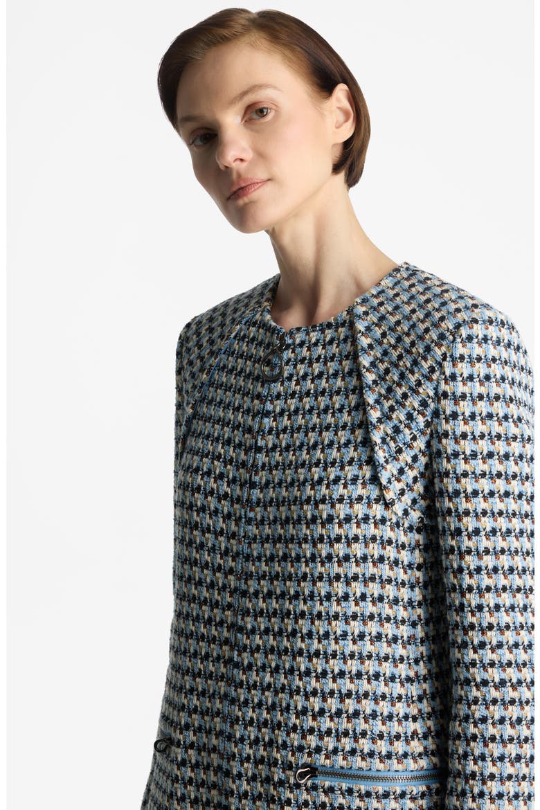 Metallic Tweed Long Jacket, Alternate, color, ROYAL BLUE/ WHITE MULTI