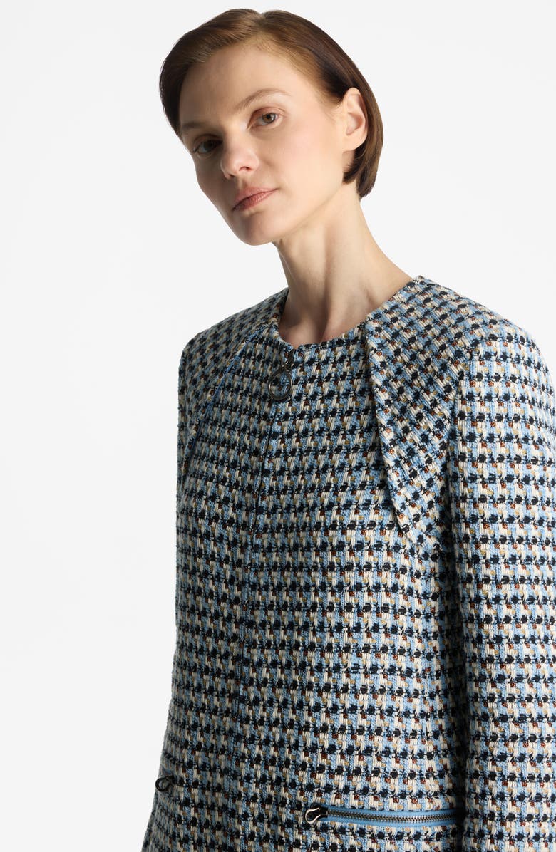 ST. JOHN Metallic Tweed Long Jacket, Alternate, color, 