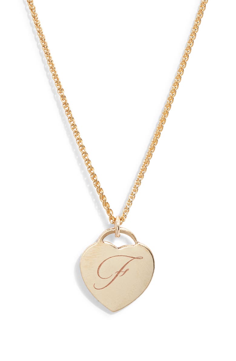 Set & Stones Alice Initial Heart Pendant Necklace, Main, color, Gold / F