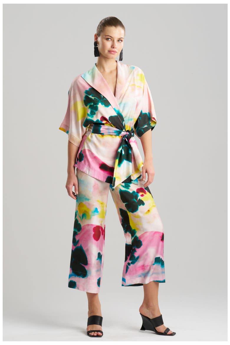 Akiko - Printed Cotton Silk Twill Wrap Top, Main, color, Multi