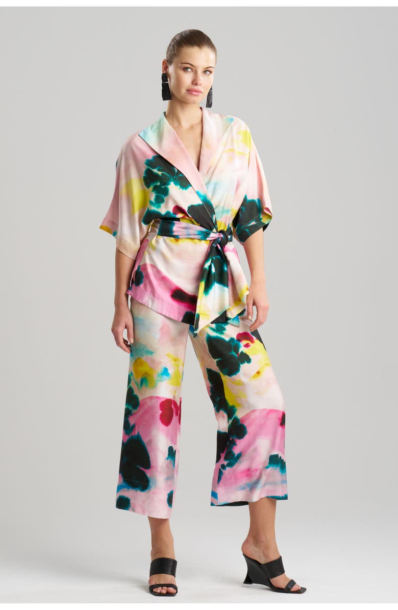 Natori Akiko - Printed Cotton Silk Twill Wrap Top, Main, color, Multi