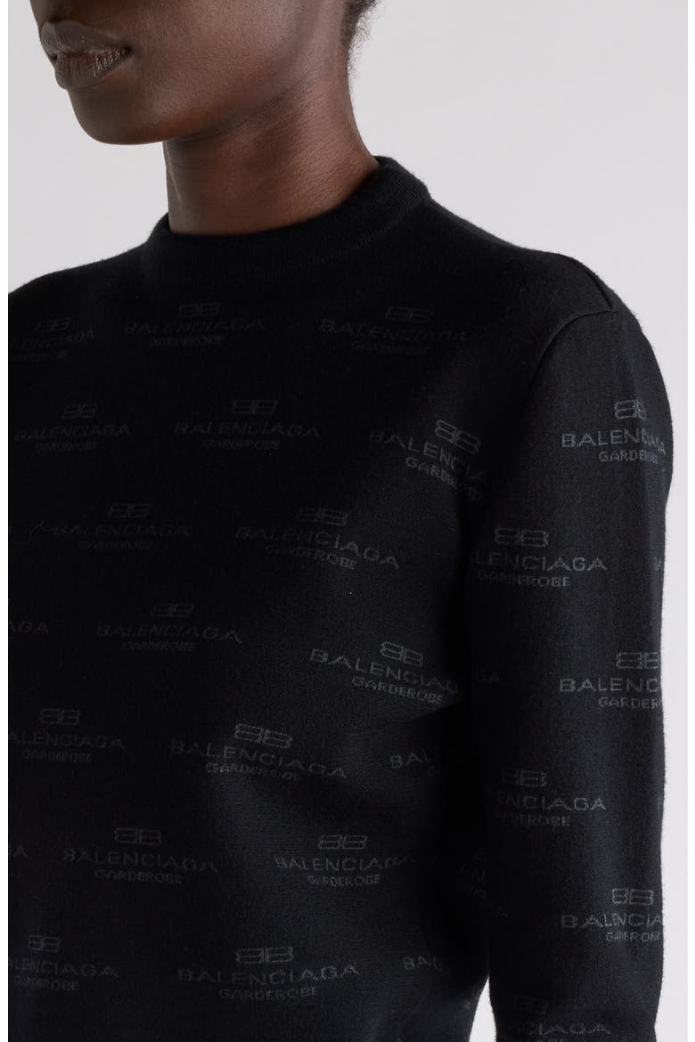BB Monogram Wool & Cotton Blend Sweater, Alternate, color, 1269 BLACK/ GREY