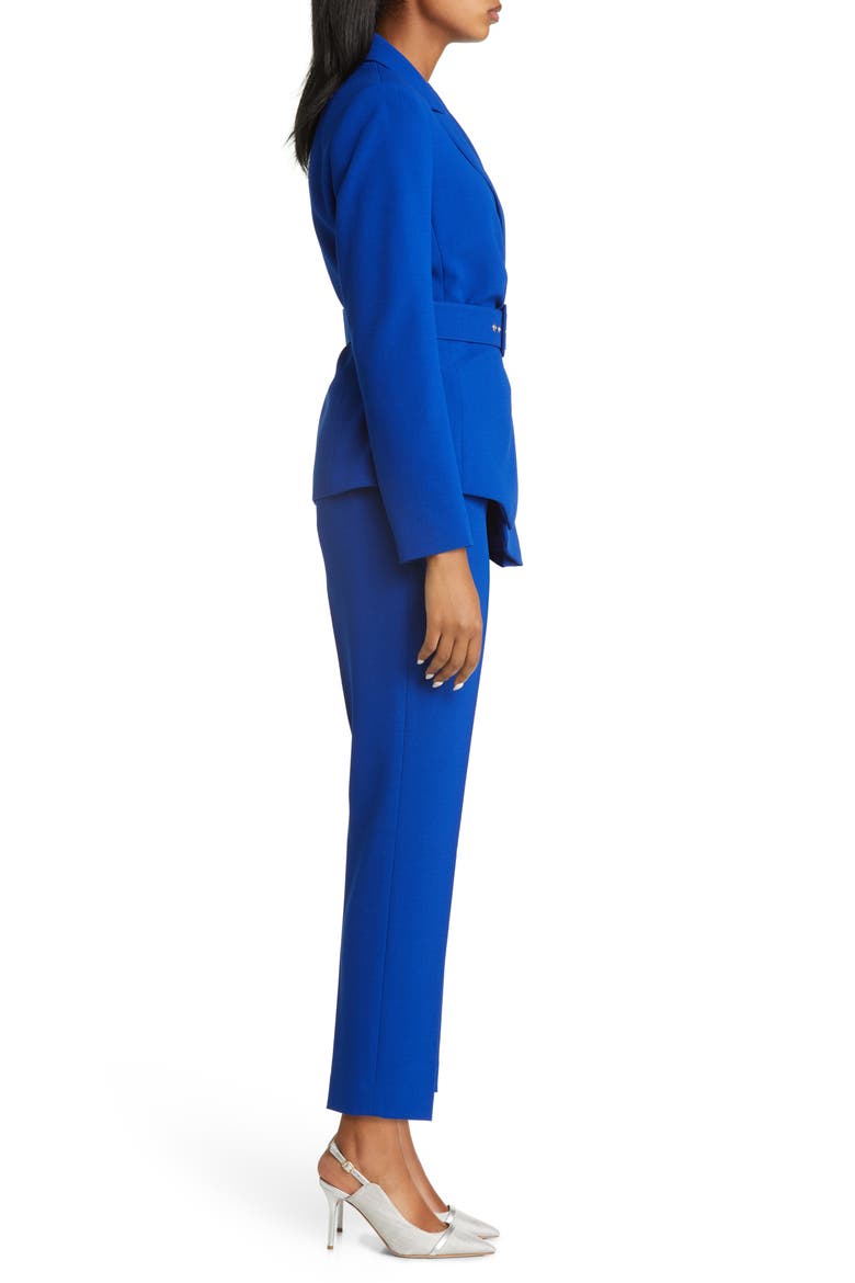 Peak Lapel Belted Blazer & Pants Set, Alternate, color, COBALT