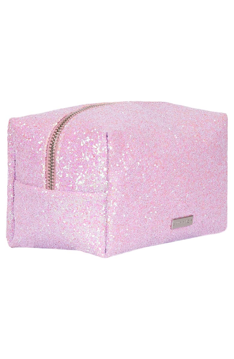 Skinnydip Skinny Dip Pink Glitsy Makeup Bag, Alternate, color,