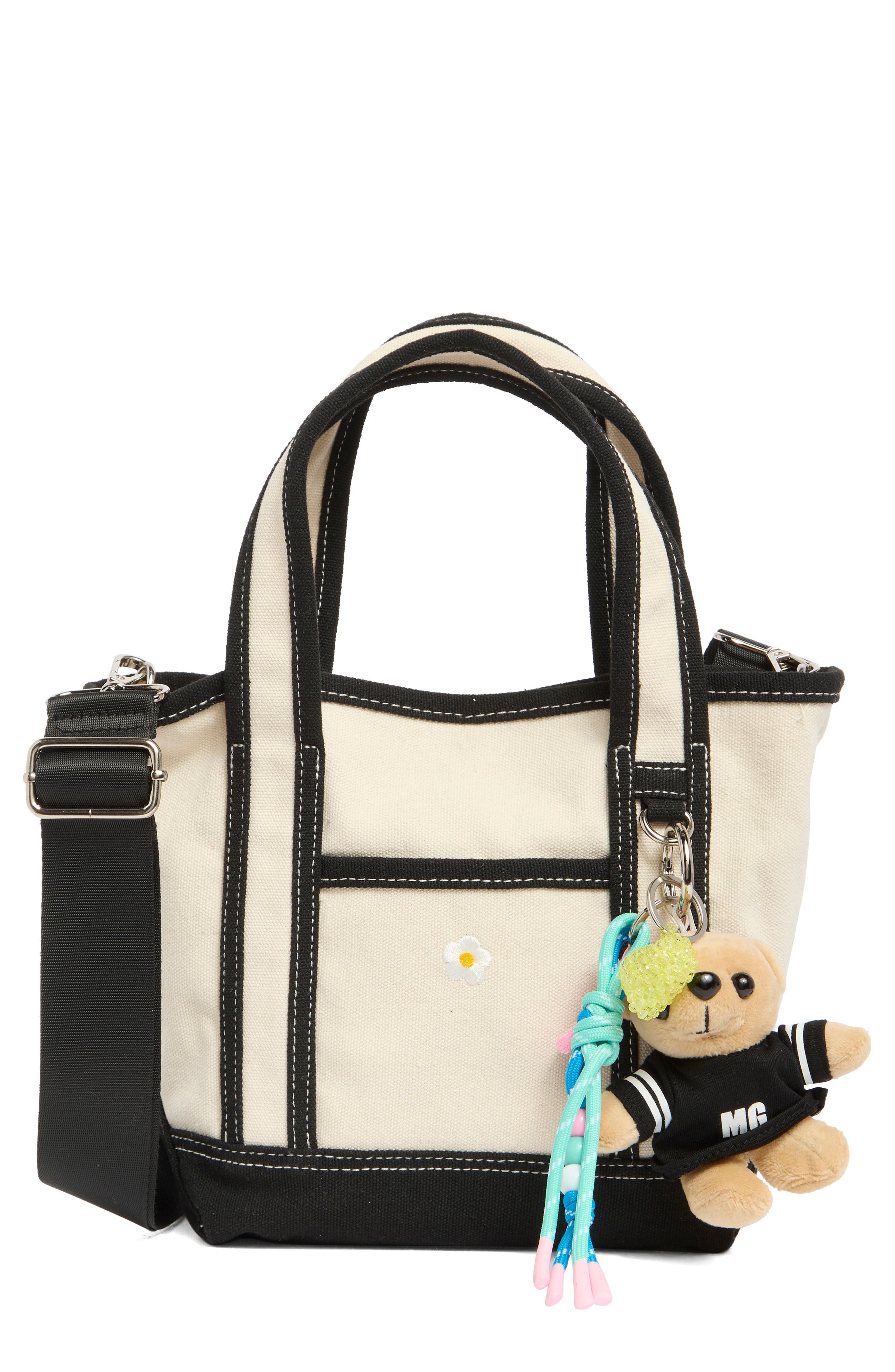 Madden Girl Canvas Mini Tote with Charm, Main, color, 