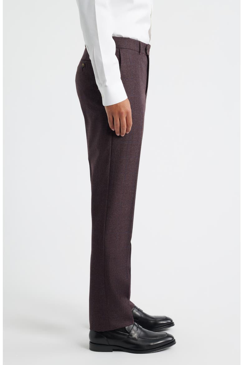 Tick Weave Windowpane Check Virgin Wool Dress Pants, Alternate, color, BURGUNDY