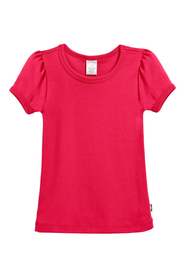 Girls 100% Cotton Short Sleeve Puff Classic Fit Tee, Alternate, color, Candy Apple