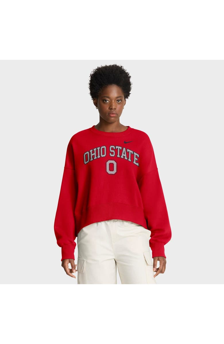 Nike Women's Nike Scarlet Ohio State Buckeyes Oversized Phoenix Arch Pullover Sweatshirt, Main, color, Scarlet