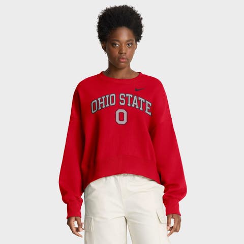 Women's Nike Scarlet Ohio State Buckeyes Oversized Phoenix Arch Pullover Sweatshirt
