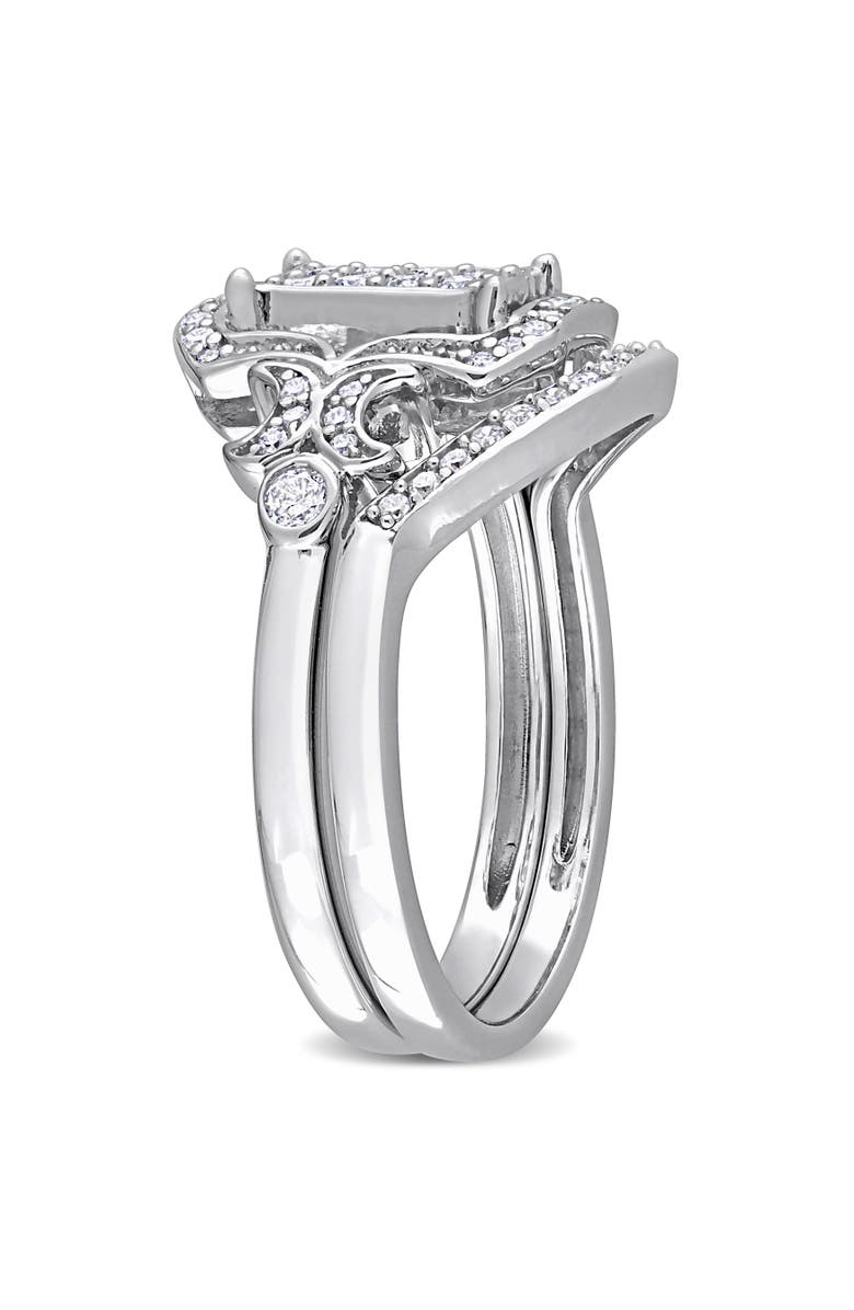 Julianna B. Diamond Cluster Halo Bridal Ring Set, Alternate, color, Sterling Silver