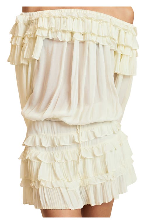 Cynthia Rowley Off Shoulder Ruffle Blouse In White