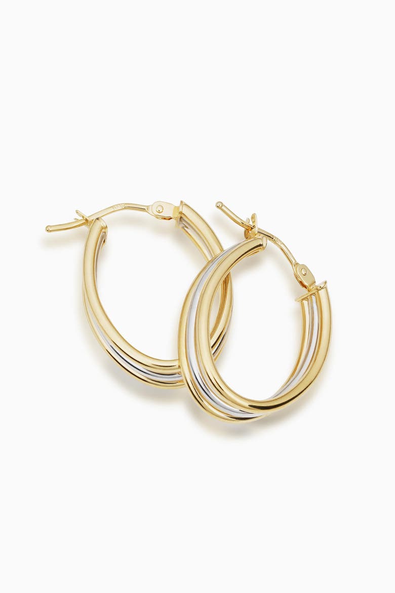10K Gold Trifecta Hoops Earrings, Alternate, color, Two-Tone Gold