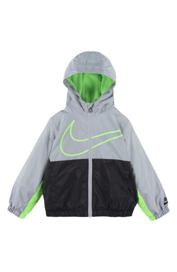 Nike Kids' Swoosh Fleece Lined Windbreaker Jacket In Gray