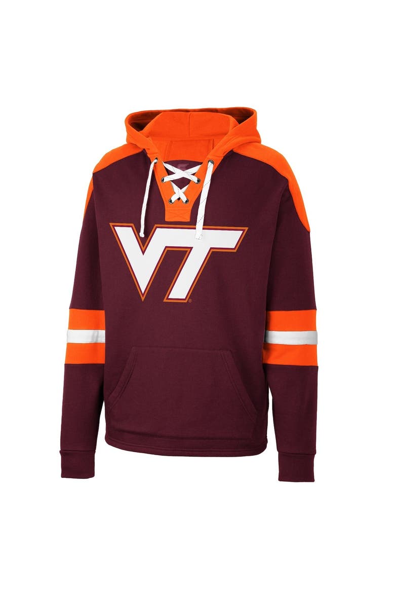 Men's Colosseum Maroon Virginia Tech Hokies Lace-Up 4.0 Pullover Hoodie, Alternate, color, Maroon