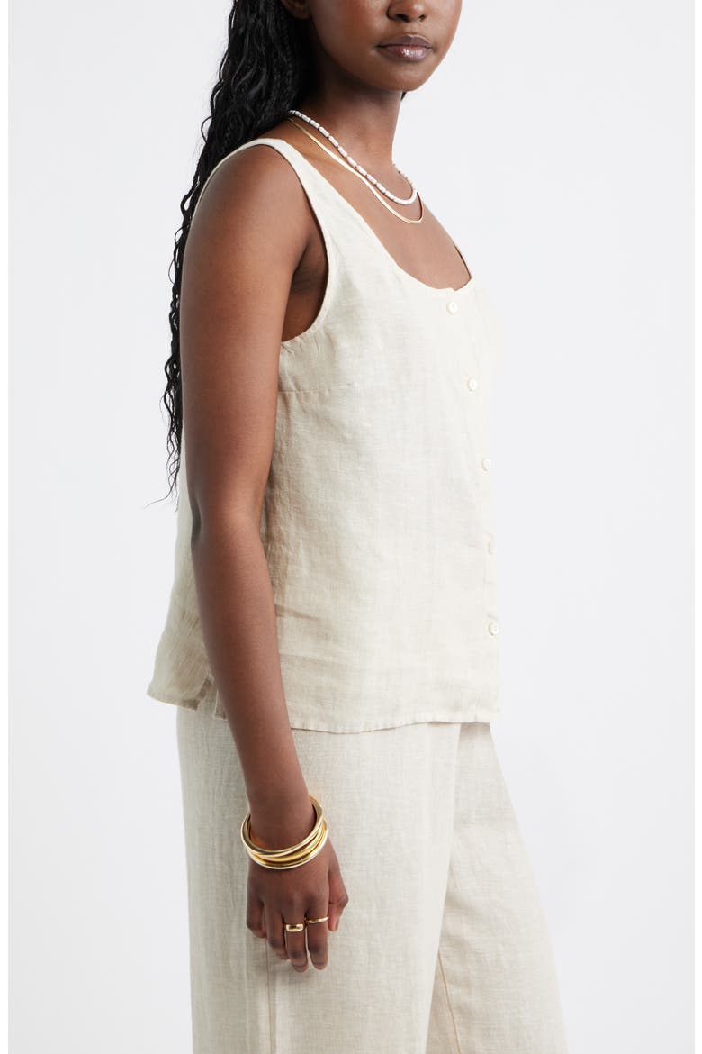 Linen Button-Up Tank, Alternate, color, FLAX
