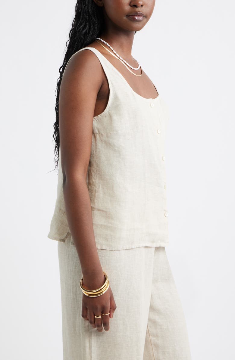 Caslon<sup>®</sup> Linen Button-Up Tank, Alternate, color, Flax