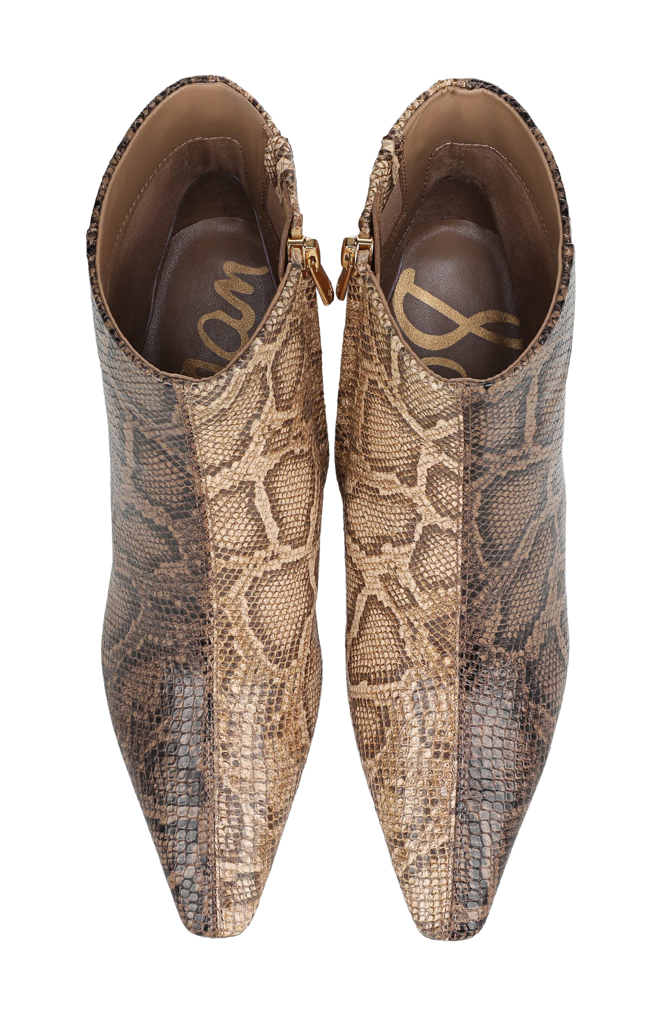 Saige 4 Croc Embossed Leather Bootie, Alternate, color, TRUFFLE BROWN/ LIGHT SAND