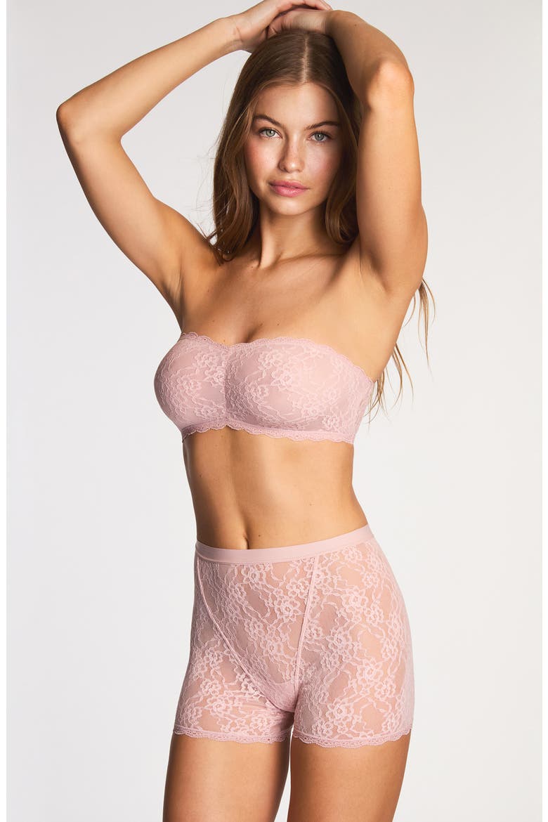 Effortlessly Strapless Lace Bandeau Bra, Alternate, color, BLUSH PINK