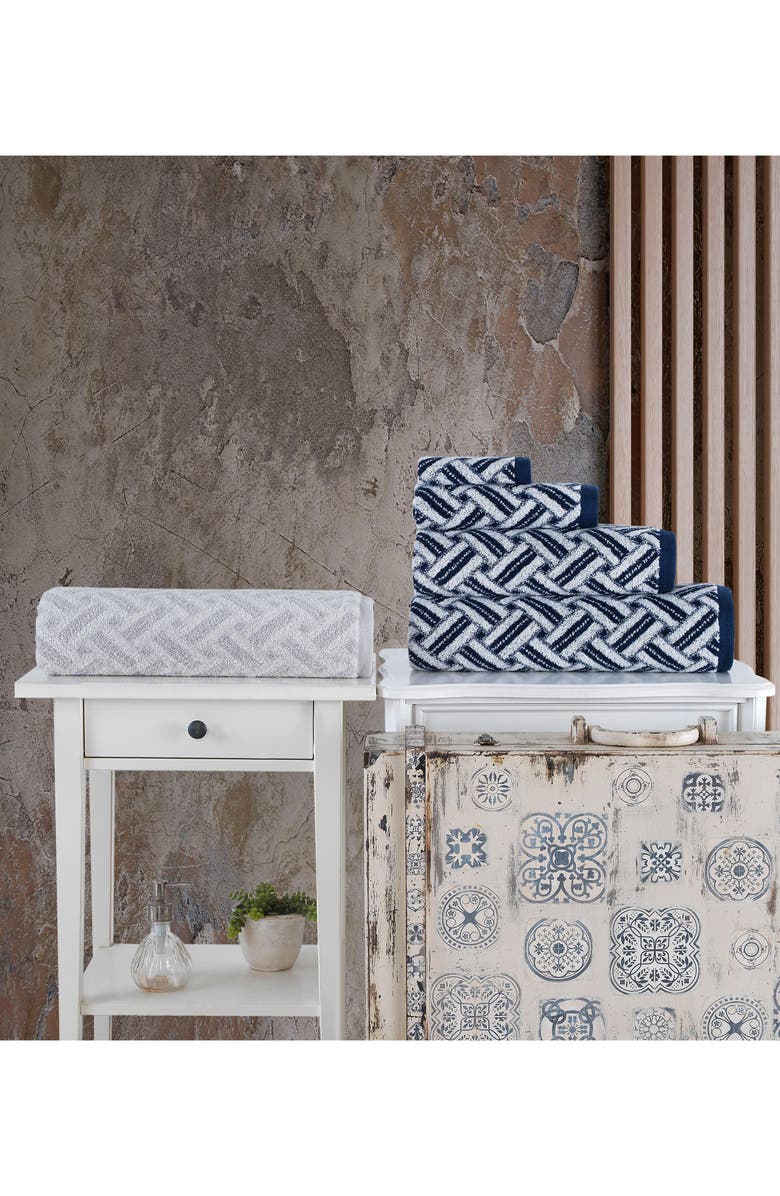 Brooks Brothers Crisscross Stitch 4-Piece Turkish Cotton Towel Set, Alternate, color, Grey