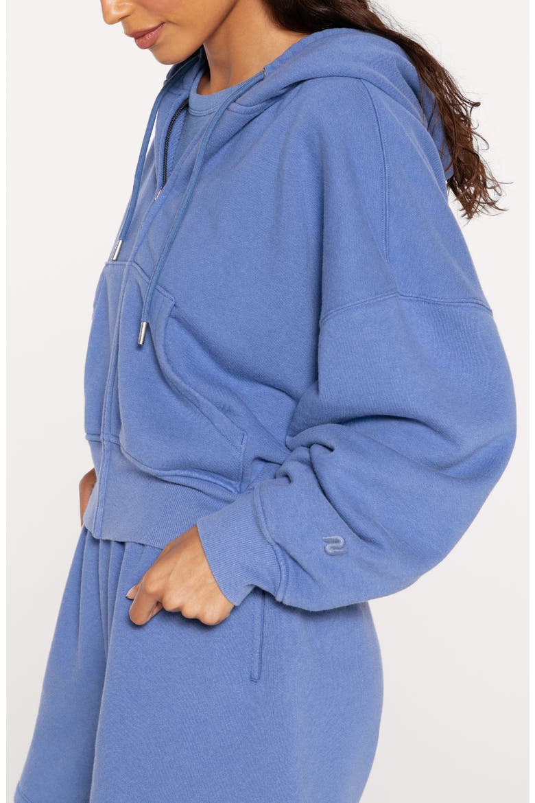 Front Zip Crop Hoodie, Alternate, color, DUTCH BLUE